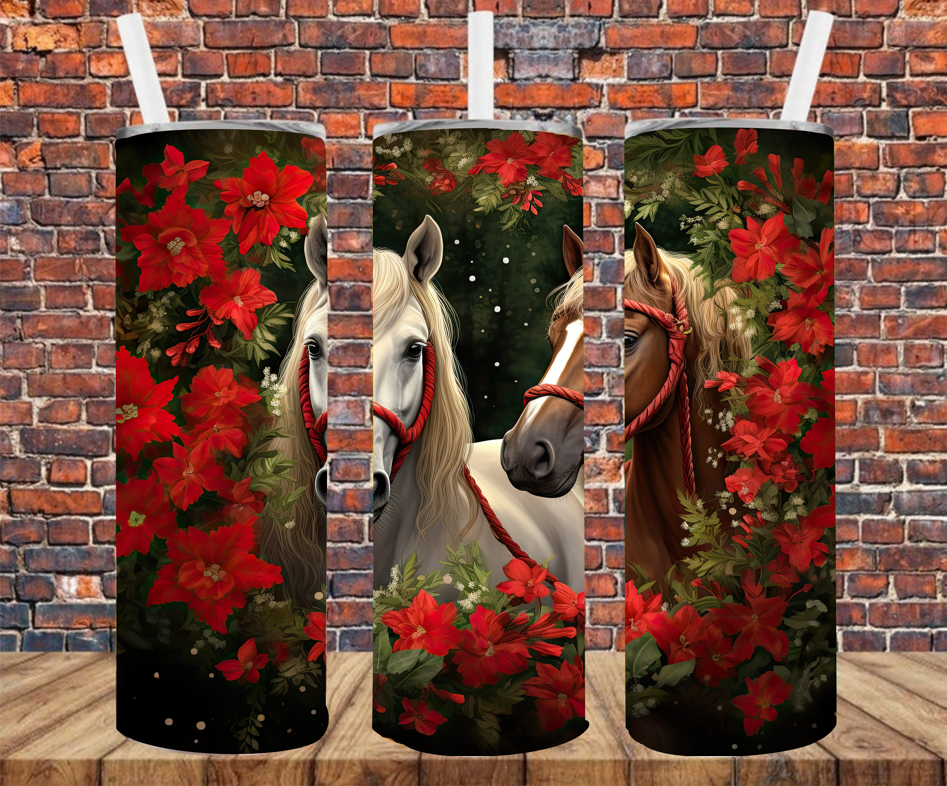 Christmas Horses - Tumbler Wrap - Sublimation Transfers