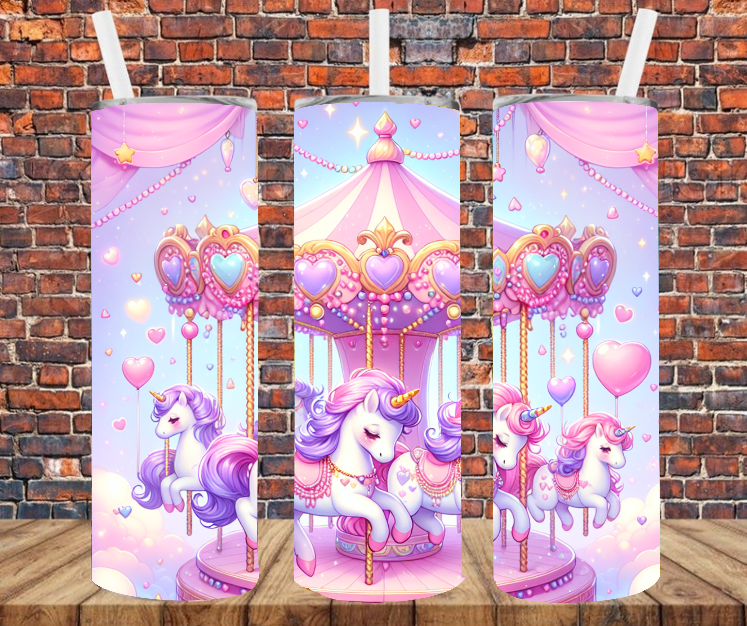 Unicorn Carousel - Tumbler Wrap - Vinyl Transfers