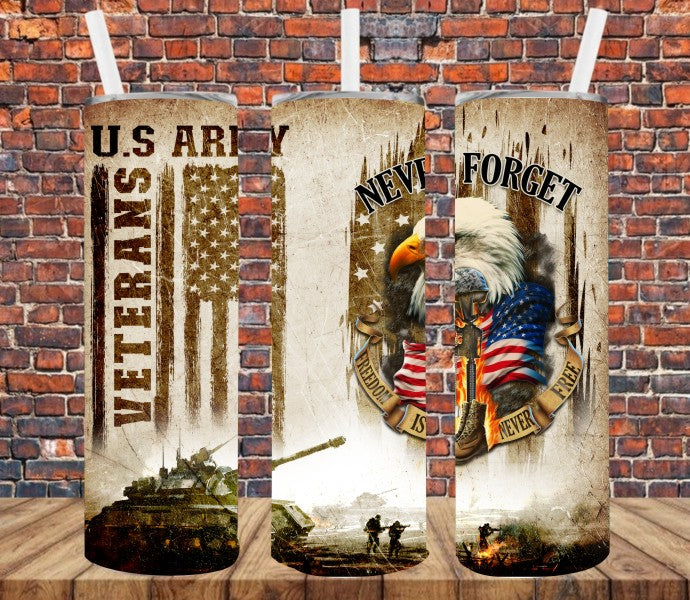US Army Veteran Never Forget - Tumbler Wrap Vinyl Transfers