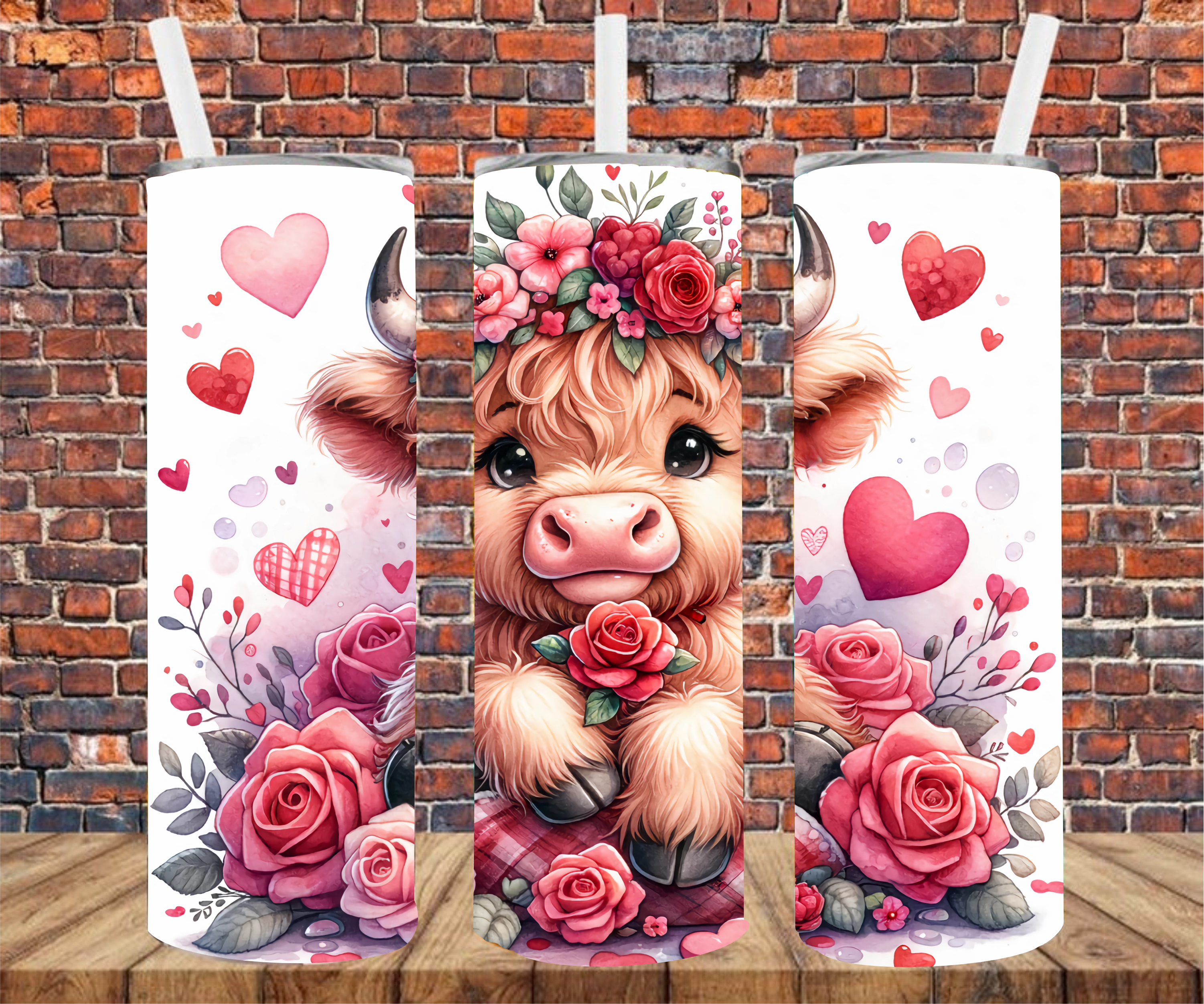 Valentine's Cow - Tumbler Wrap - Sublimation Transfers