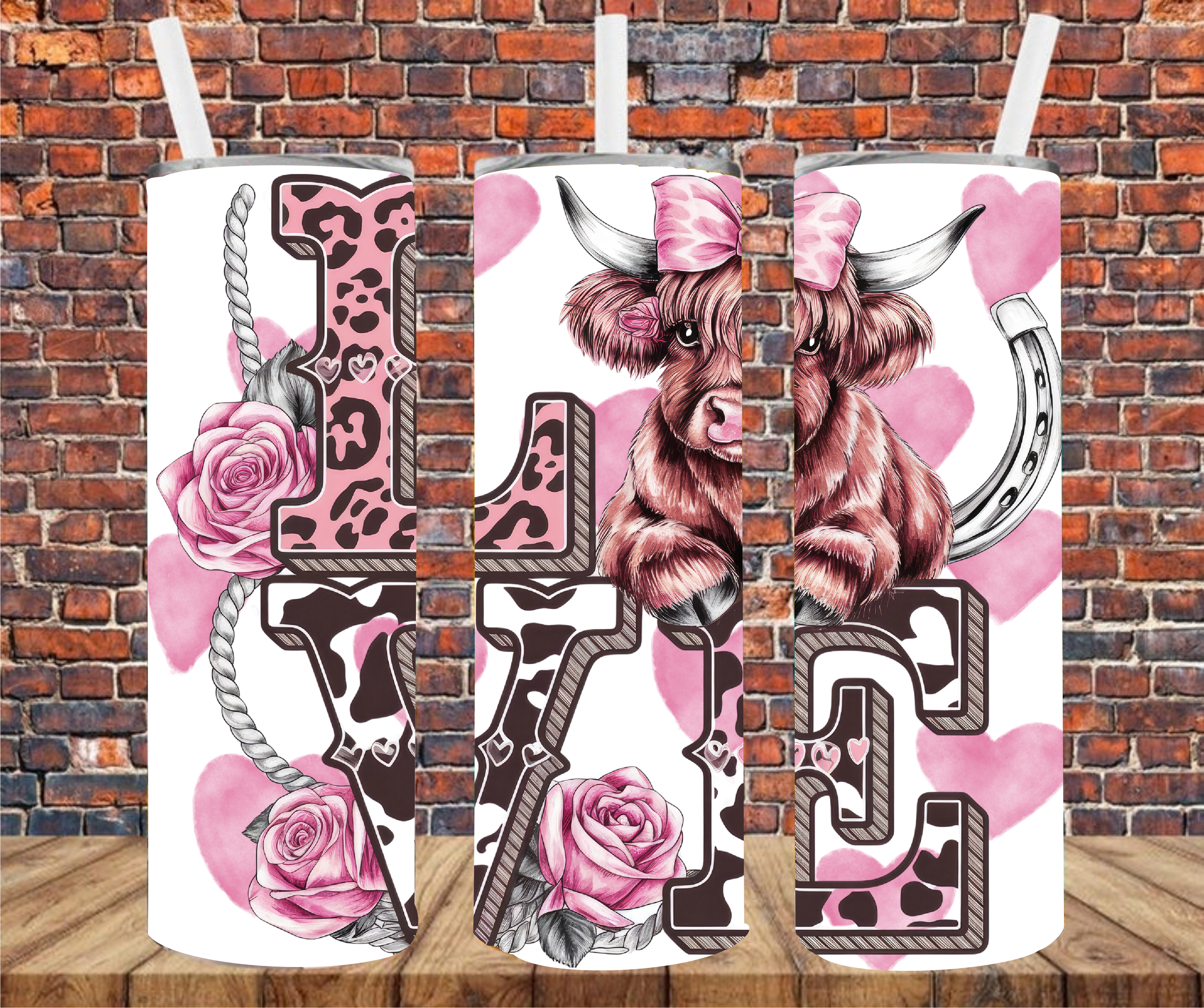 Love Country Cow - Tumbler Wrap - Vinyl Transfers