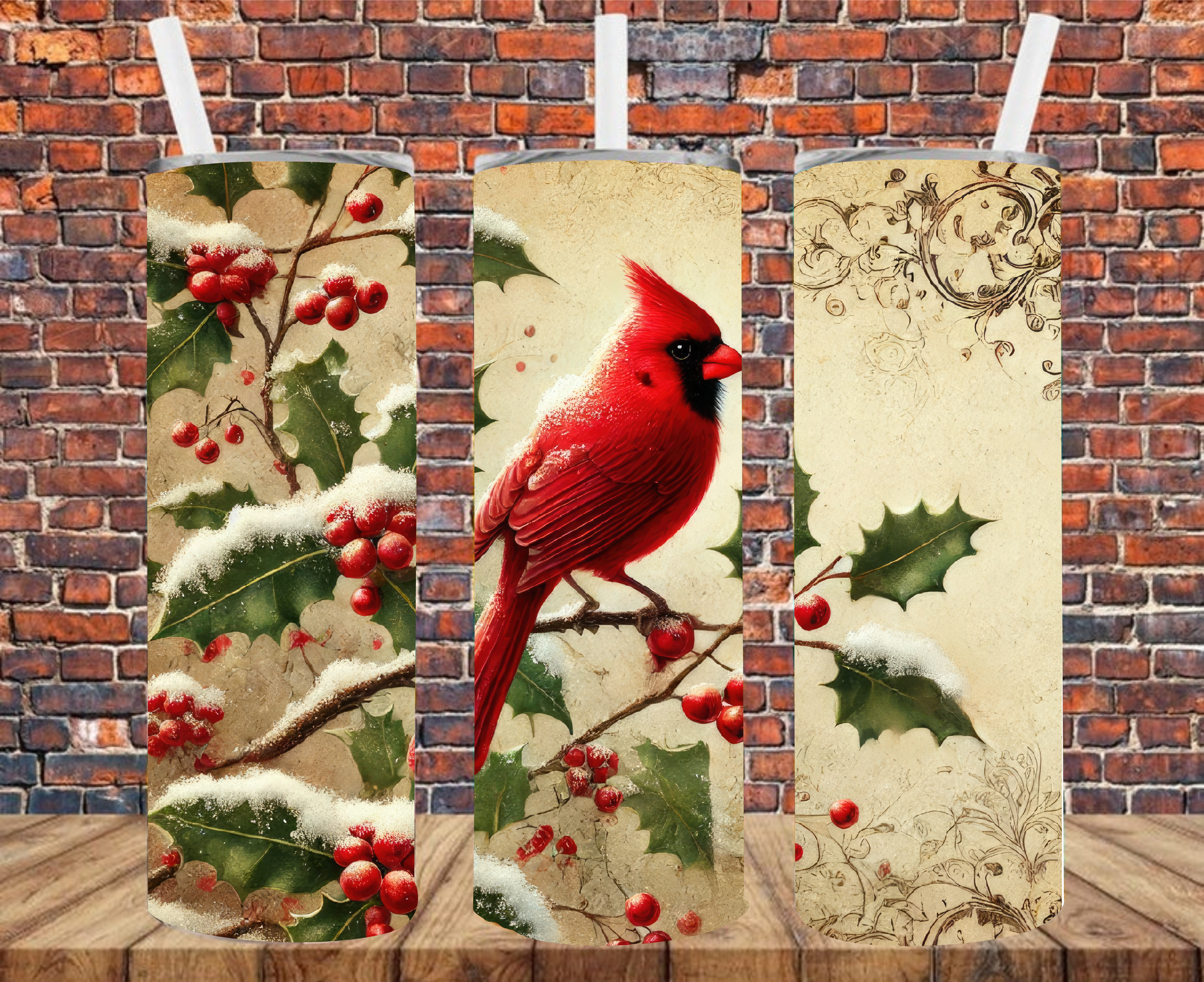 Christmas Cardinal - Tumbler Wrap - Sublimation Transfers
