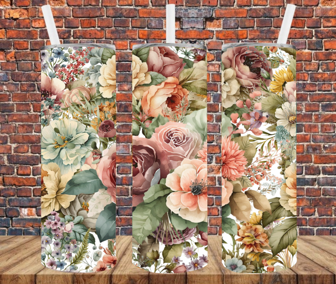 Vintage Floral - Tumbler Wrap - Sublimation Transfers