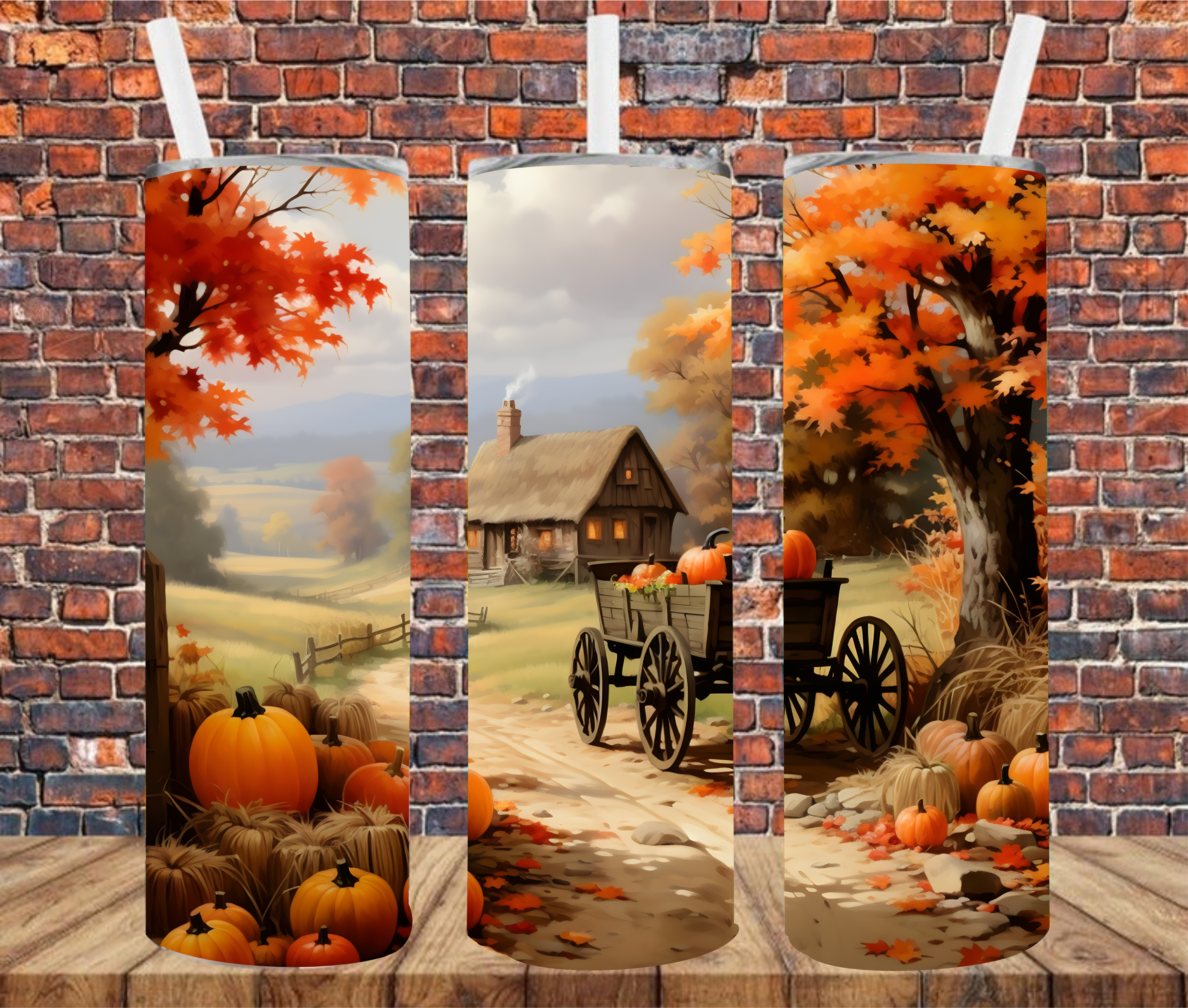 Autumn Pumpkin Wagon - Sublimation Tumbler Wrap