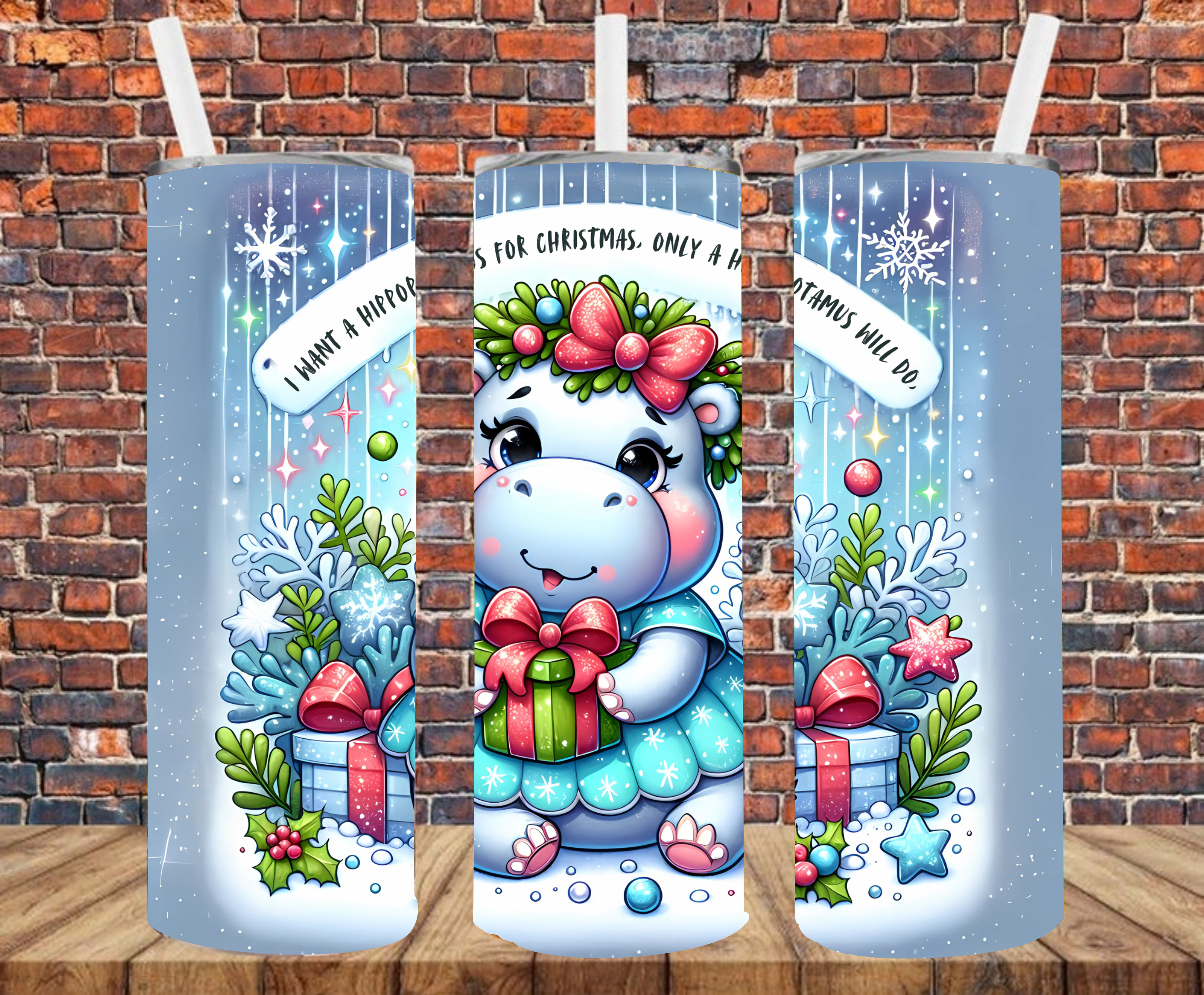 I Want A Hippopotamus For Christmas - Tumbler Wrap - Sublimation Transfers