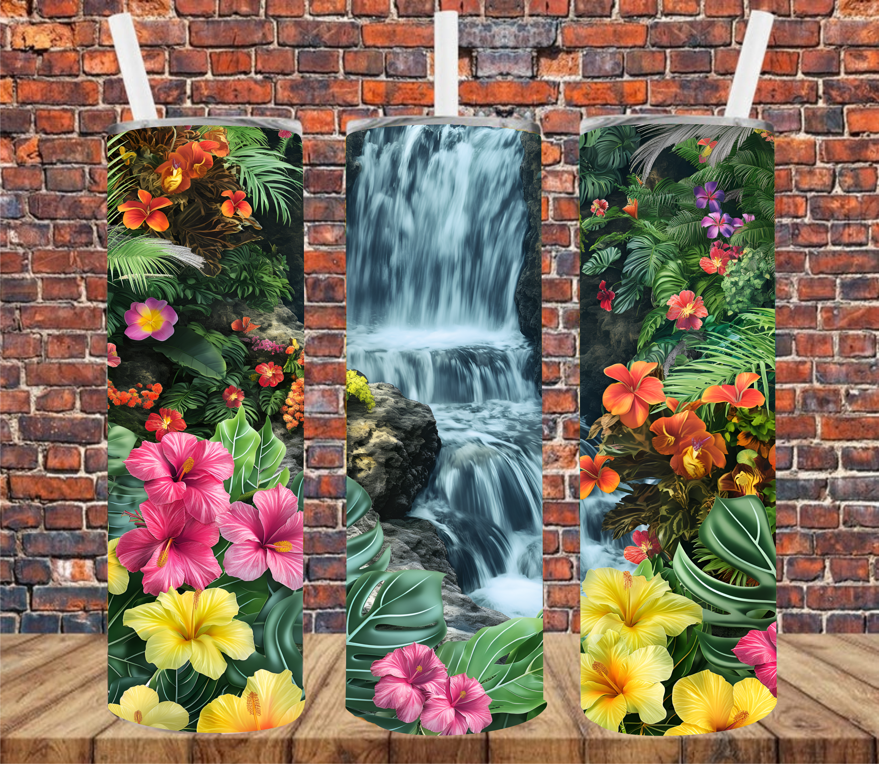Tropical Waterfall - Tumbler Wrap - Sublimation Transfer