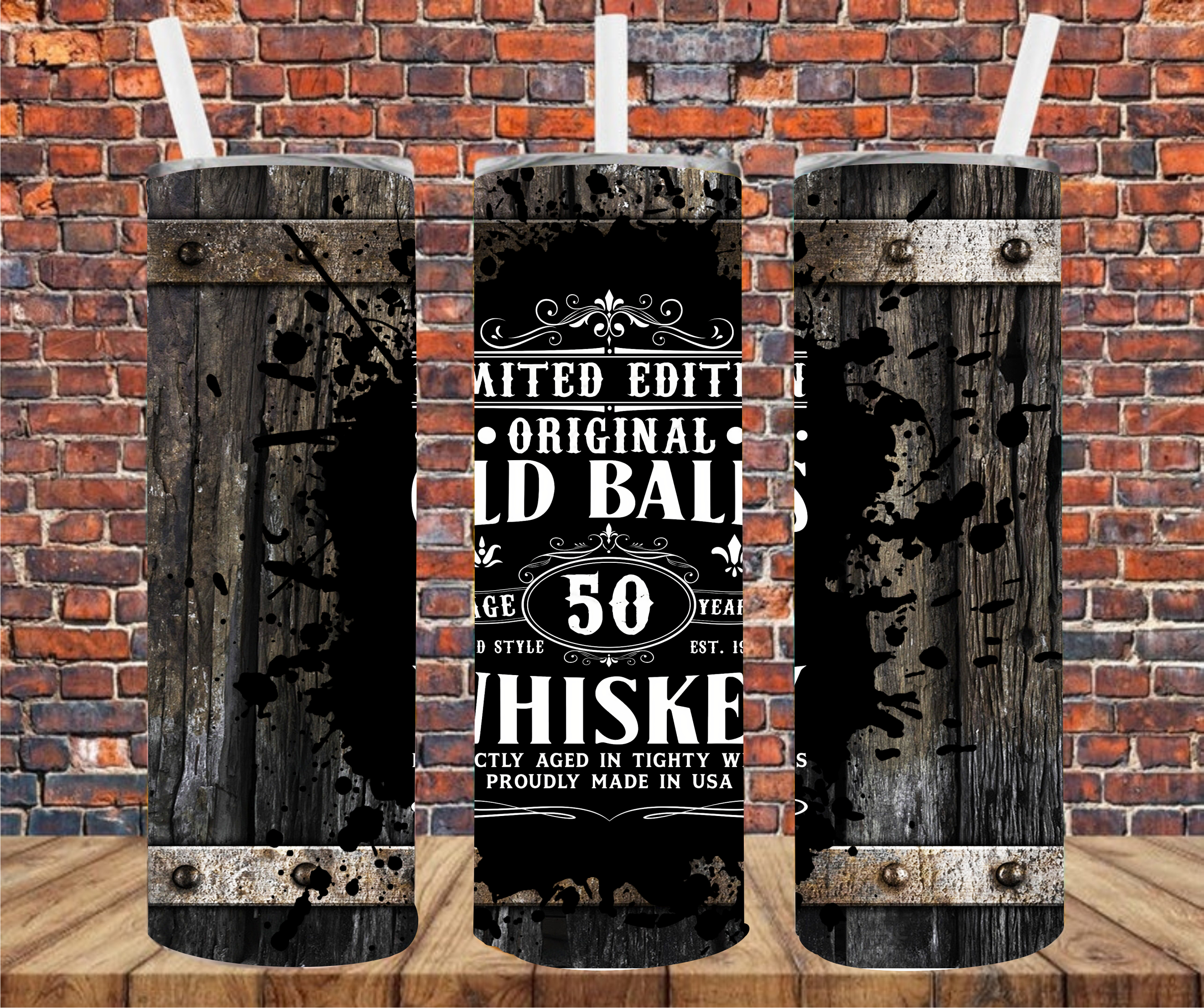 Original Old Balls Whisky - Perfectly Aged In Tighty Whities - Tumbler Wrap Sublimation Transfers