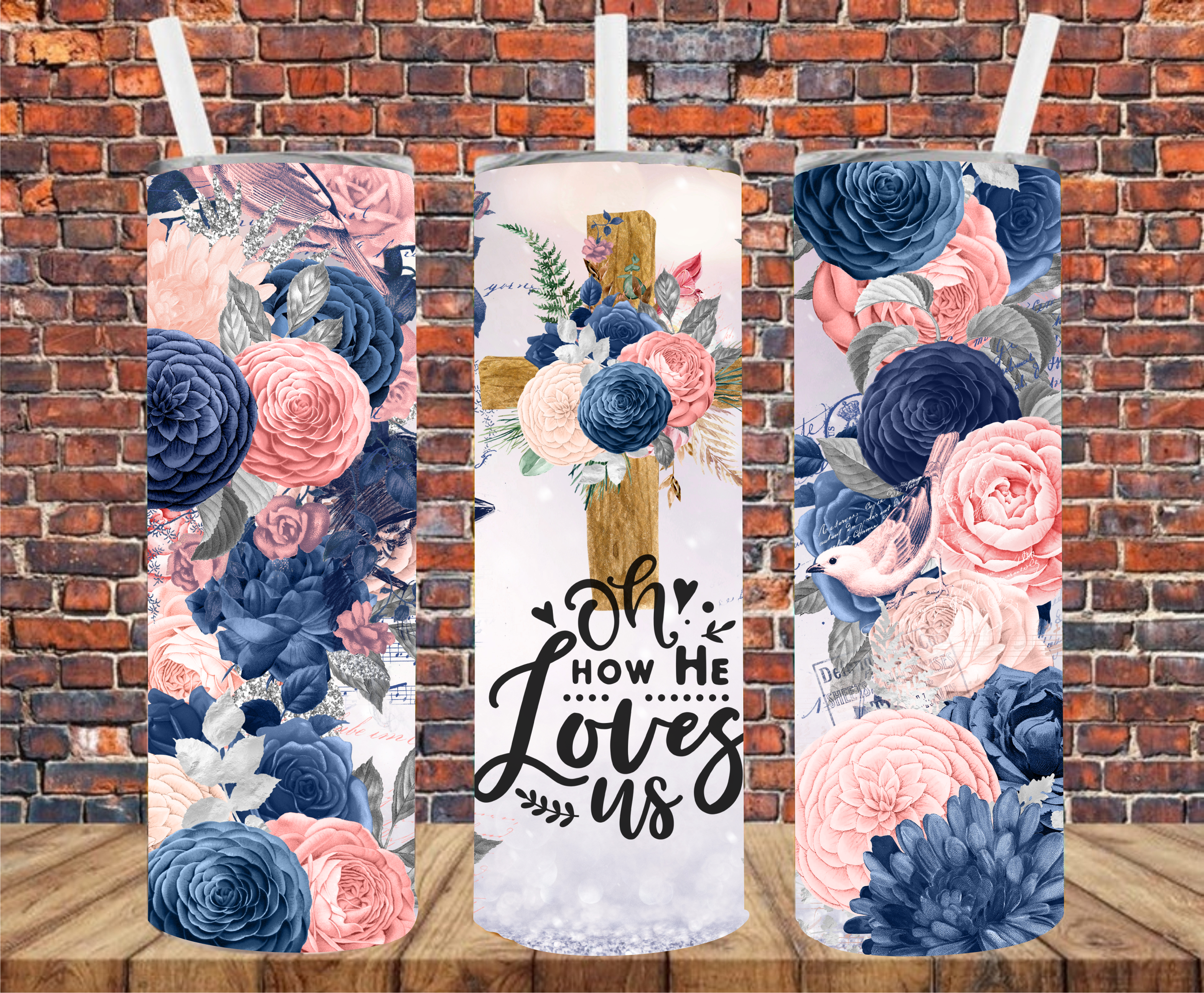 Oh How He Loves Us - Tumbler Wrap - Sublimation Transfer