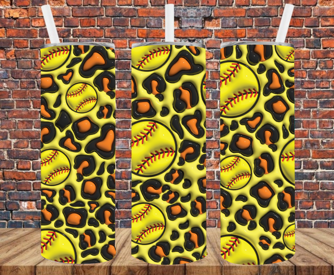 Softball Puff Effect - Tumbler Wrap - Sublimation Transfers