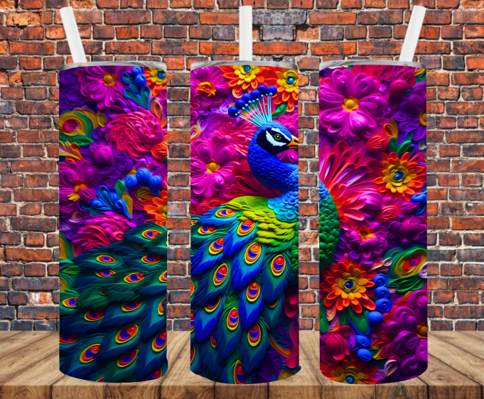 Neon Peacock - Tumbler Wrap - Sublimation Transfers